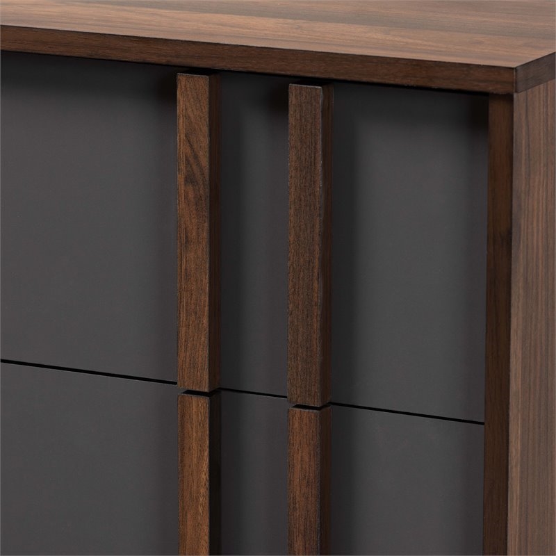 Bowery Hill Modern 5-Drawer Engineered Wood Bedroom Chest in Gray/Walnut Brown
