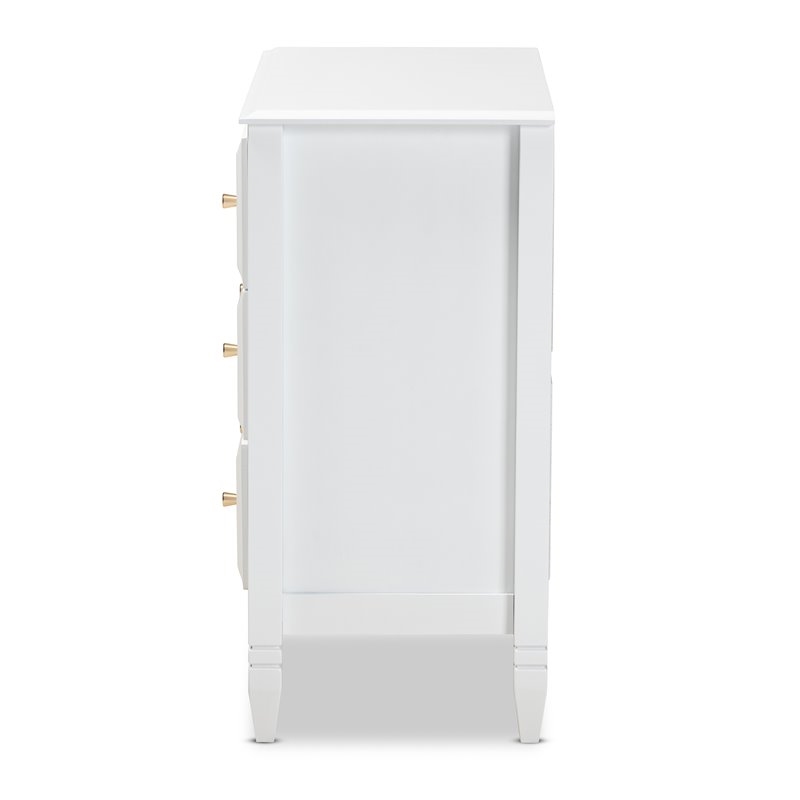 Bowery Hill Transitional 3-Drawer Wood Bedroom Chest in White