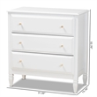 Bowery Hill Transitional 3-Drawer Wood Bedroom Chest in White