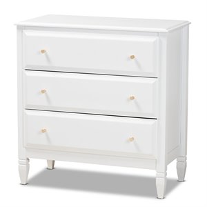 bowery hill transitional white finished wood 3-drawer bedroom chest