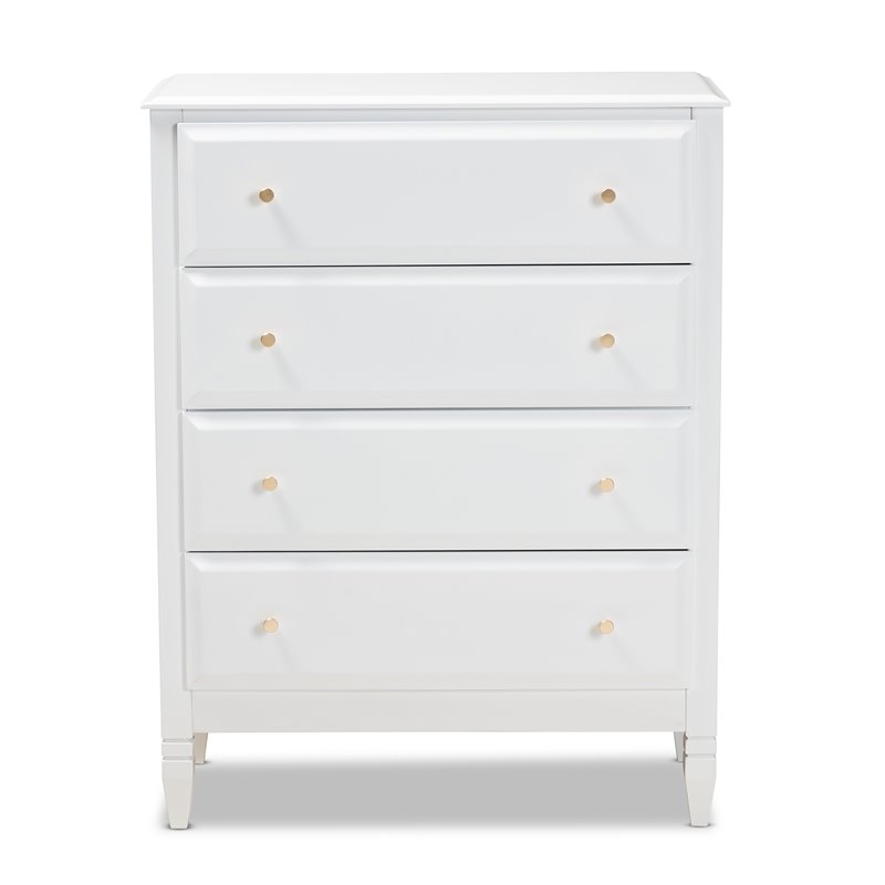 Bowery Hill Transitional 4-Drawer Soild Wood Bedroom Chest in White