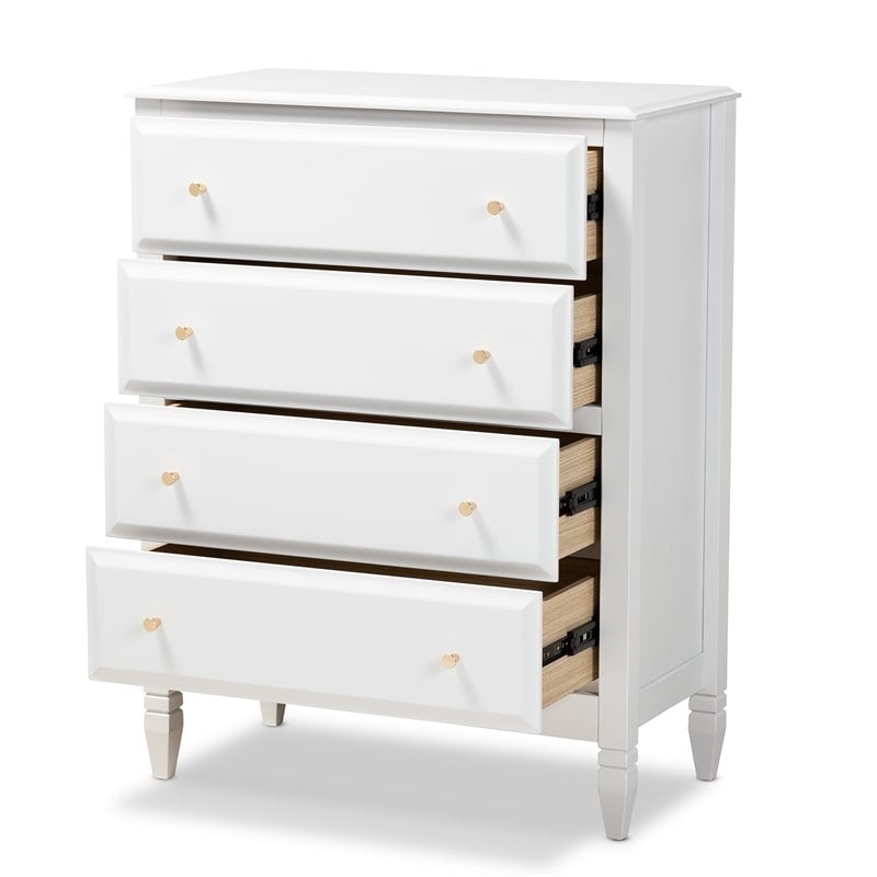 Bowery Hill Transitional 4-Drawer Soild Wood Bedroom Chest in White