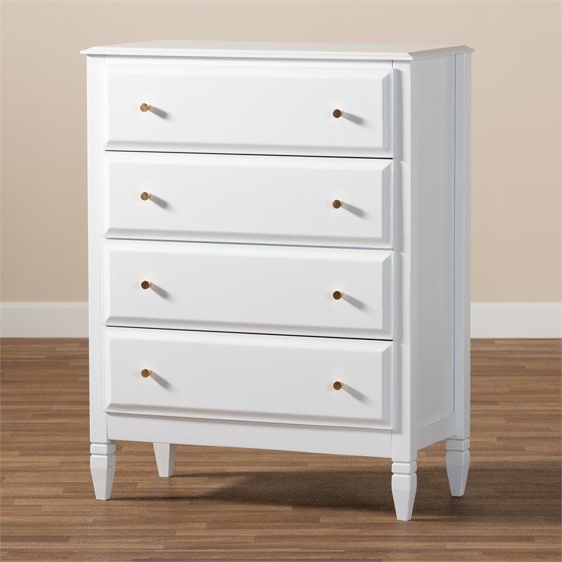 Bowery Hill Transitional 4-Drawer Soild Wood Bedroom Chest in White