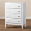 Bowery Hill Transitional 4-Drawer Soild Wood Bedroom Chest in White