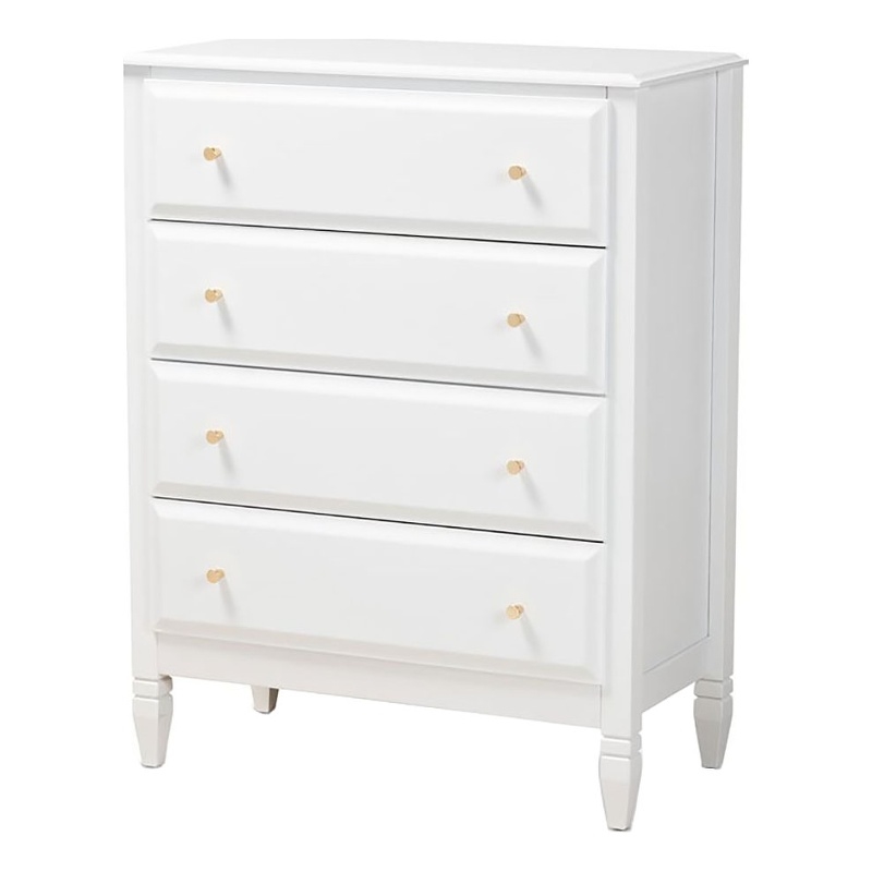 Bowery Hill Transitional 4-Drawer Soild Wood Bedroom Chest in White