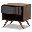 Bowery Hill Two-Tone Gray and Walnut Finished Wood 1-Drawer Nightstand