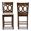 Bowery Hill Gray Upholstered Walnut Finished Wood 2-Piece Pub Chair Set
