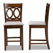 Bowery Hill Gray Upholstered Walnut Finished Wood 2-Piece Pub Chair Set