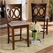 Bowery Hill Gray Upholstered Walnut Finished Wood 2-Piece Pub Chair Set