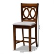 Bowery Hill Gray Upholstered Walnut Finished Wood 2-Piece Pub Chair Set