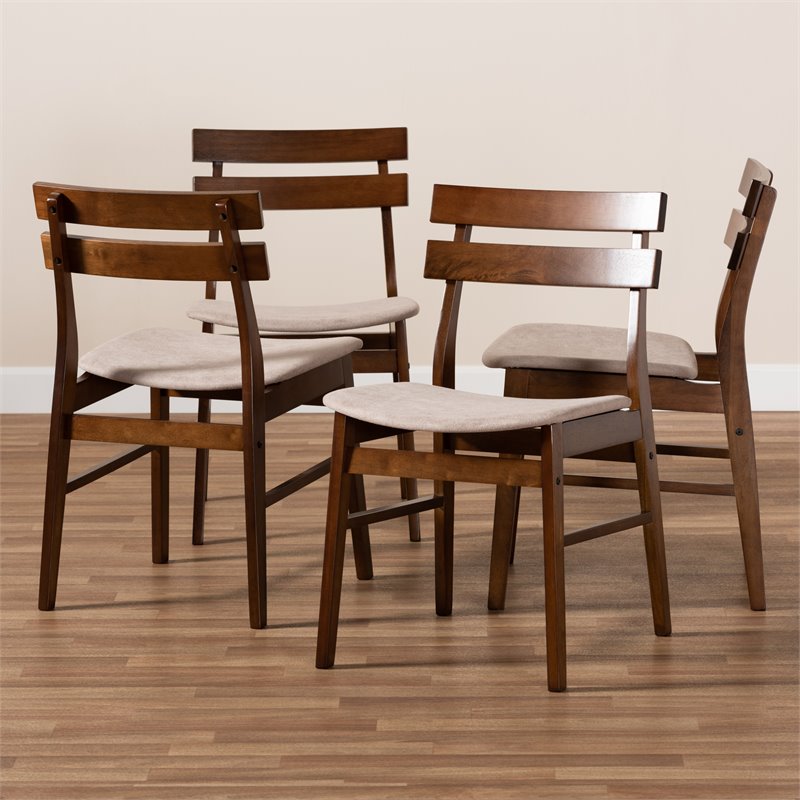 Bowery Hill Light Beige Upholstered Wood 4-Piece Dining Chair Set