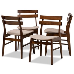 Bowery Hill Light Beige Upholstered Wood 4-Piece Dining Chair Set