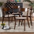 Bowery Hill Light Beige Fabric Upholstered Wood 4-Piece Dining Chair Set