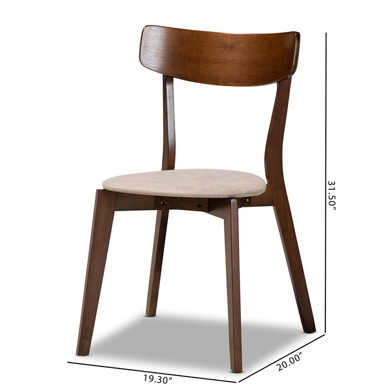 Bowery Hill Light Beige Fabric Upholstered Wood 4-Piece Dining Chair Set