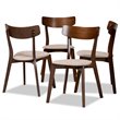 Bowery Hill Light Beige Fabric Upholstered Wood 4-Piece Dining Chair Set