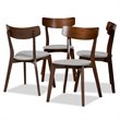 Bowery Hill Light Gray Fabric Upholstered Wood 4-Piece Dining Chair Set