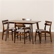 Bowery Hill Light Beige Fabric Upholstered Wood 5-Piece Dining Set