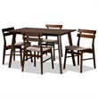 Bowery Hill Light Beige Fabric Upholstered Wood 5-Piece Dining Set
