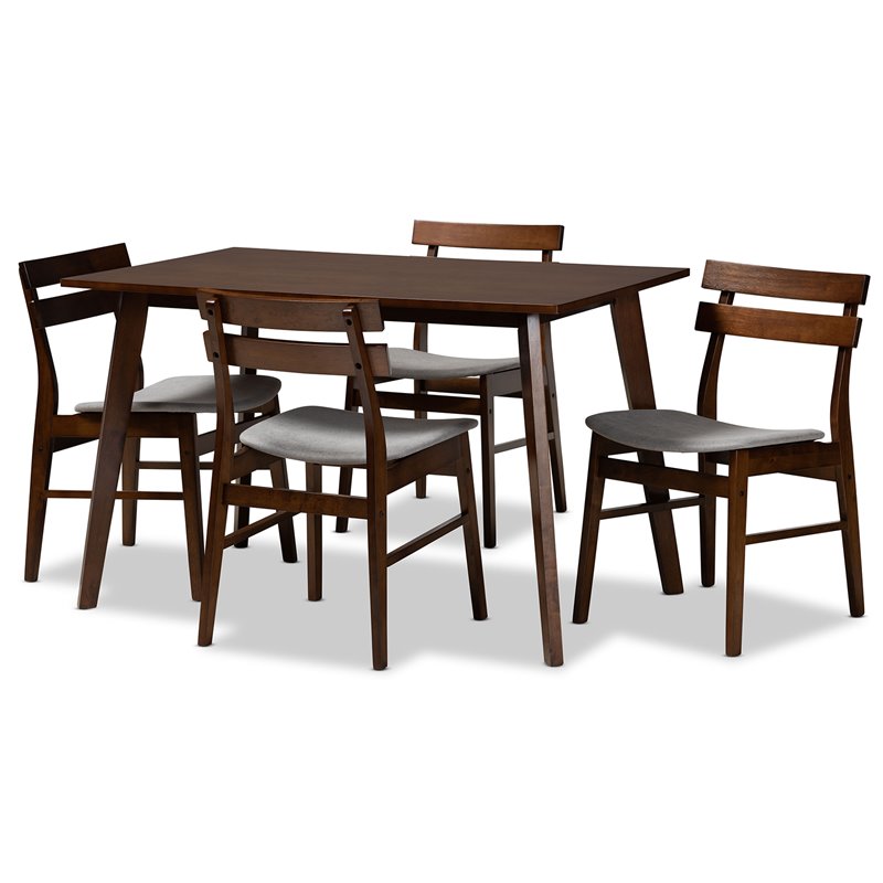 Bowery Hill Light Gray Fabric Upholstered Wood 5-Piece Dining Set