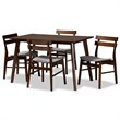 Bowery Hill Light Gray Fabric Upholstered Wood 5-Piece Dining Set