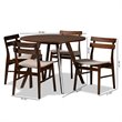 Bowery Hill Light Beige Fabric Upholstered Wood 5-Piece Dining Set