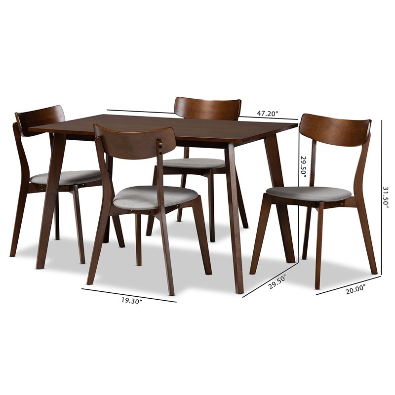 Bowery Hill Light Gray Fabric Upholstered Wood 5-Piece Dining Set