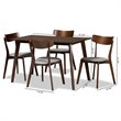 Bowery Hill Light Gray Fabric Upholstered Wood 5-Piece Dining Set