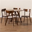 Bowery Hill Light Beige Fabric Upholstered Wood 5-Piece Dining Set