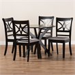 Bowery Hill Gray Fabric Upholstered Wood 5-Piece Dining Set