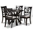 Bowery Hill Gray Fabric Upholstered Wood 5-Piece Dining Set
