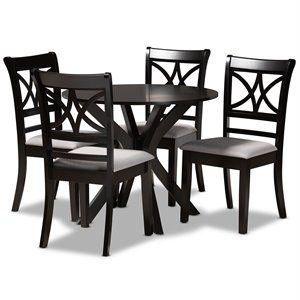 Bowery Hill Gray Fabric Upholstered Wood 5-Piece Dining Set
