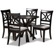 Bowery Hill Gray Fabric Upholstered Wood 5-Piece Dining Set