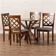 Bowery Hill Gray Fabric Upholstered Wood 5-Piece Dining Set