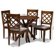 Bowery Hill Gray Fabric Upholstered Wood 5-Piece Dining Set