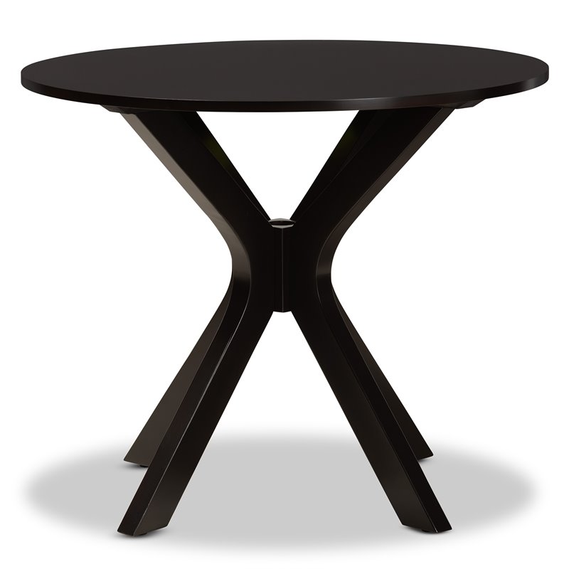 Bowery Hill Dark Brown Finished 35-Inch-Wide Round Wood Dining Table