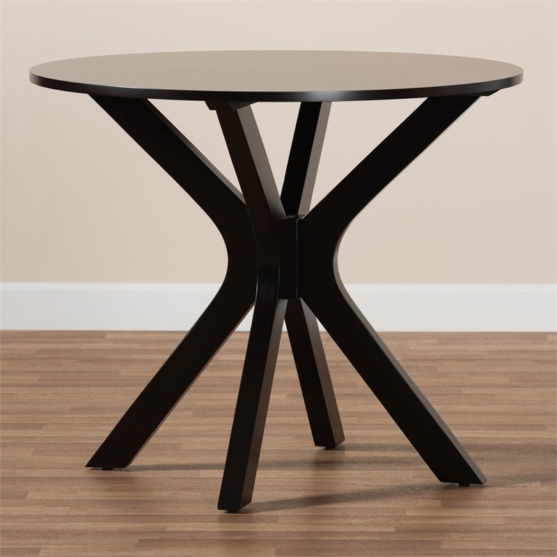 Bowery Hill Dark Brown Finished 35-Inch-Wide Round Wood Dining Table