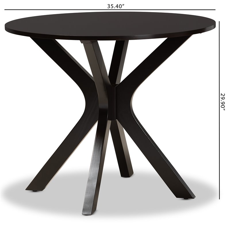 Bowery Hill Dark Brown Finished 35-Inch-Wide Round Wood Dining Table