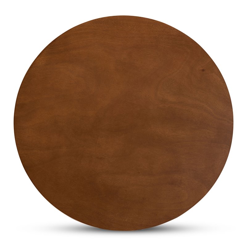 Bowery Hill Mahogany Walnut Brown Finished 35-Inch-Wide Round Wood Dining Table