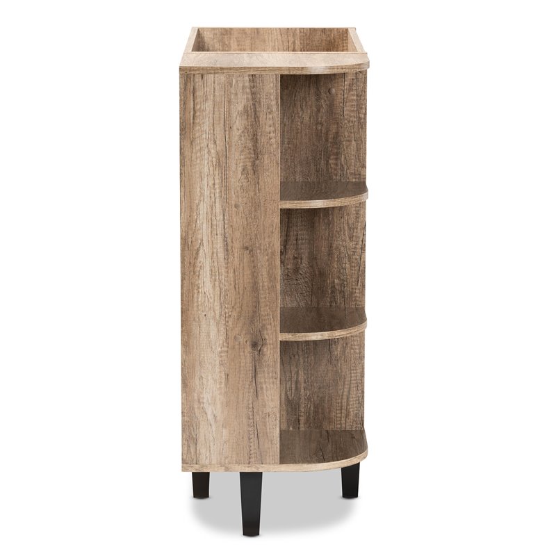Bowery Hill Modern Oak Finished Wood 2-Door Shoe Cabinet with Open Shelves