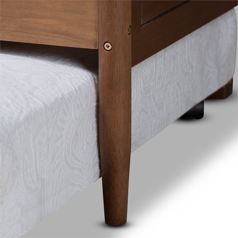 Bowery Hill Walnut Finished Wood Twin Size Daybed with Roll-Out Trundle