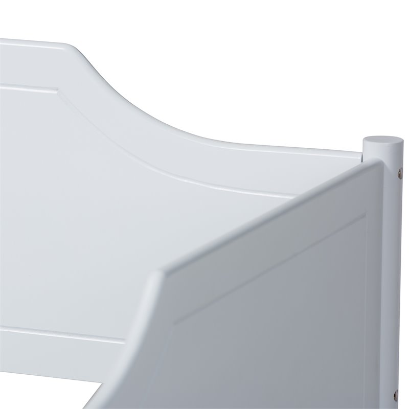Bowery Hill White Finished Wood Twin Size Daybed with Roll-Out Trundle