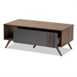 Bowery Hill Modern Two-Tone Gray and Walnut Finished Wood 1-Drawer Coffee Table