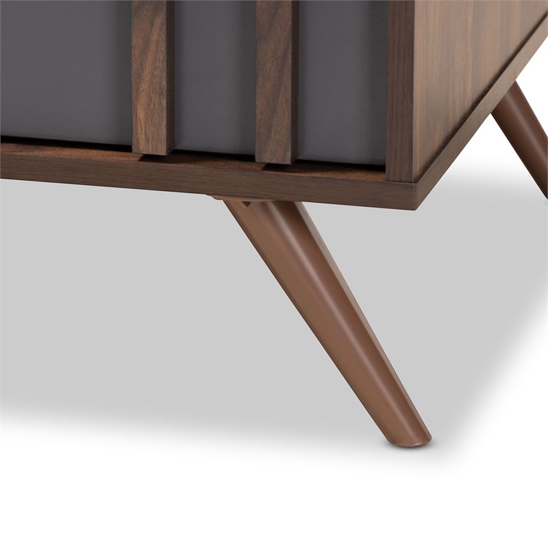 Bowery Hill Modern Two-Tone Gray and Walnut Finished Wood 1-Drawer Coffee Table