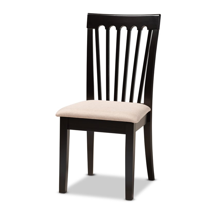 Bowery Hill Sand Fabric Upholstered Wood 7-Piece Dining Set