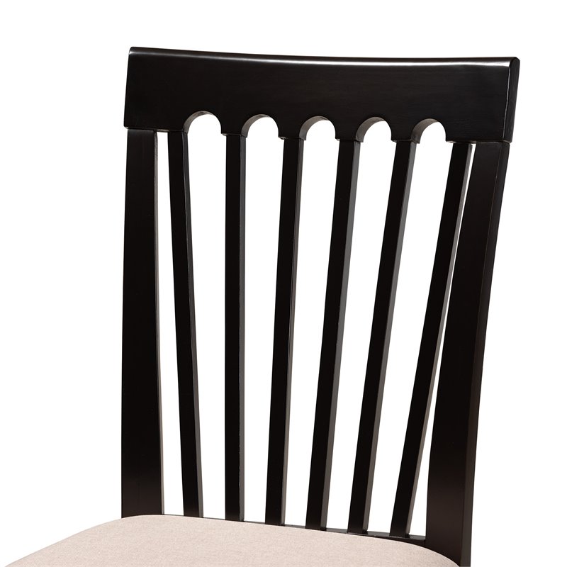 Bowery Hill Sand Fabric Upholstered Wood 7-Piece Dining Set
