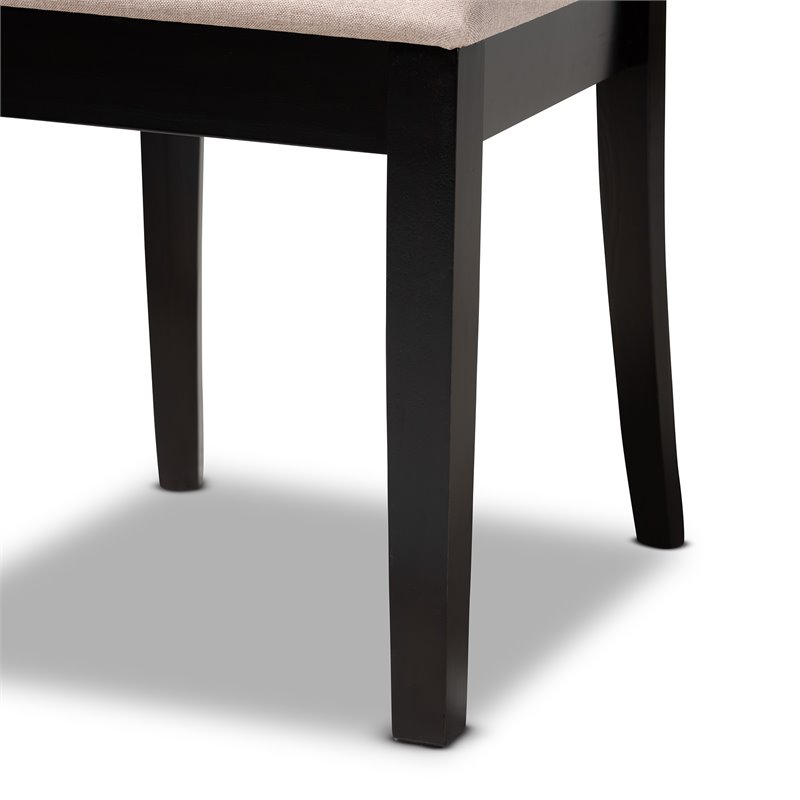 Bowery Hill Sand Fabric Upholstered Wood 7-Piece Dining Set