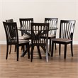 Bowery Hill Sand Fabric Upholstered Wood 7-Piece Dining Set