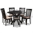 Bowery Hill Sand Fabric Upholstered Wood 7-Piece Dining Set