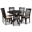 Bowery Hill Sand Fabric Upholstered Wood 7-Piece Dining Set