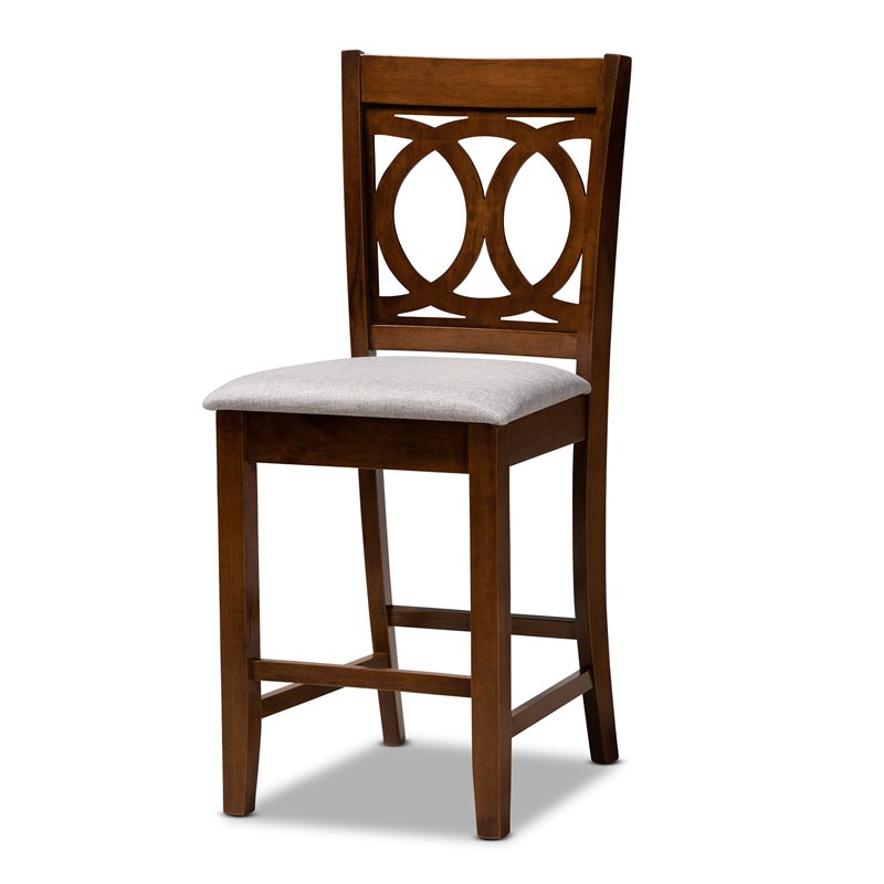Bowery Hill Gray Upholstered Walnut Finished 5-Piece Wood Pub Set